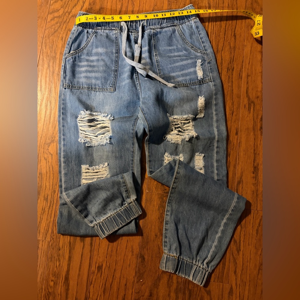 Size large denim joggers.. love these